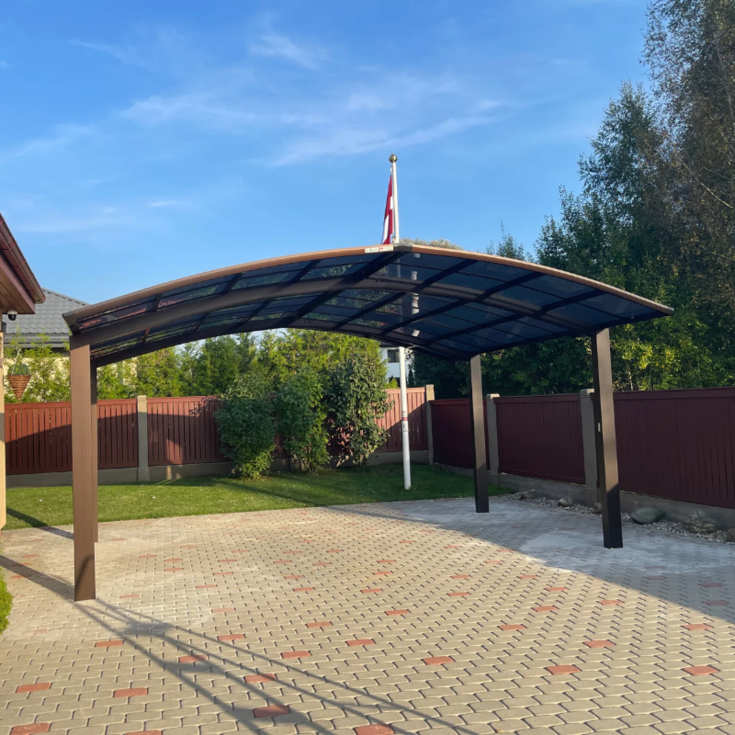 Portoforte dvivietė automobilių stoginė, M versija - matinė ruda
