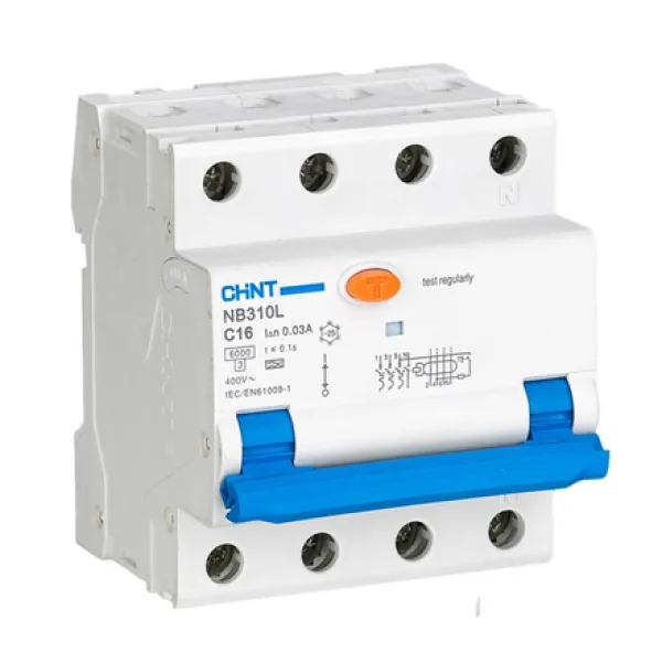 Chint Circuit breaker RCBO, NB310L/3N, 3P+N, C32, 30mA, A, 6kA NB310L3PN30MAA32C