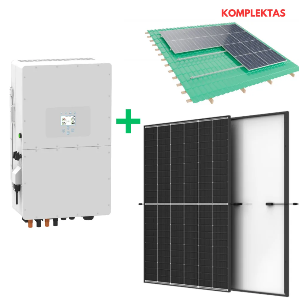 10 kW hibridinės saulės elektrinės komplektas, Deye + Trina + tvirtinimo konstrukcija