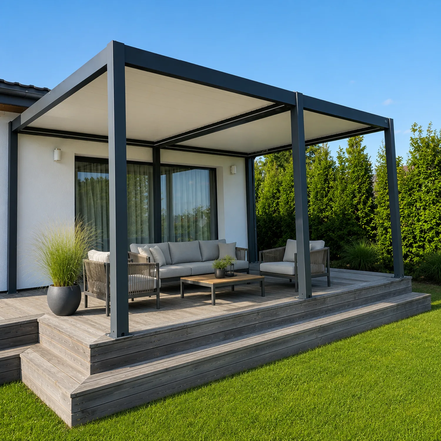 Jardis Nova pergola su elektriniu lamelių stogu, LED apšvietimu, 4 x 6 m