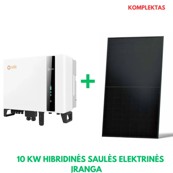 10 kW hibridinis Solis + Aiko saulės elektrinės komplektas