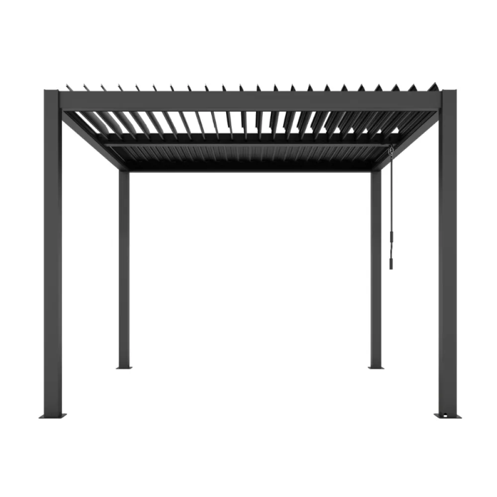 Ximax Shade aliuminė pergola su elektriniu lameliniu stogu ir LED apšvietimu, 3x3 m, tamsia pilka
