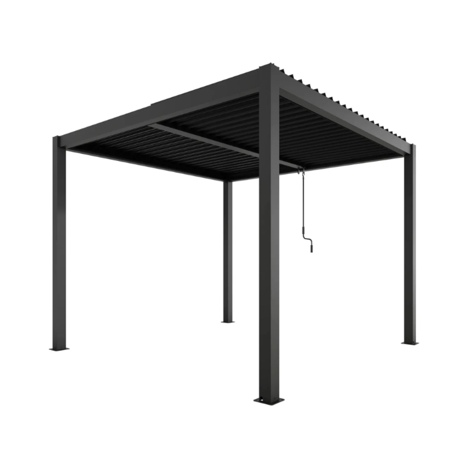 Ximax Shade aliuminė pergola su elektriniu lameliniu stogu ir LED apšvietimu, 3x3 m, tamsia pilka