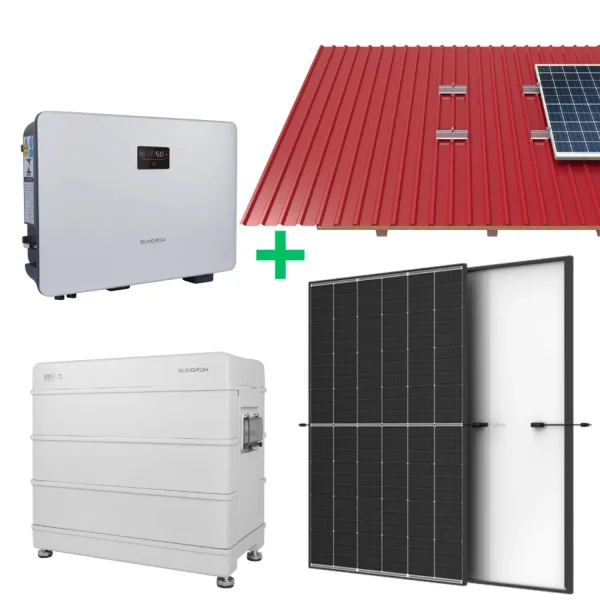 5 kW saulės elektrinė + 12.8 kWh energijos kaupiklis Sungrow