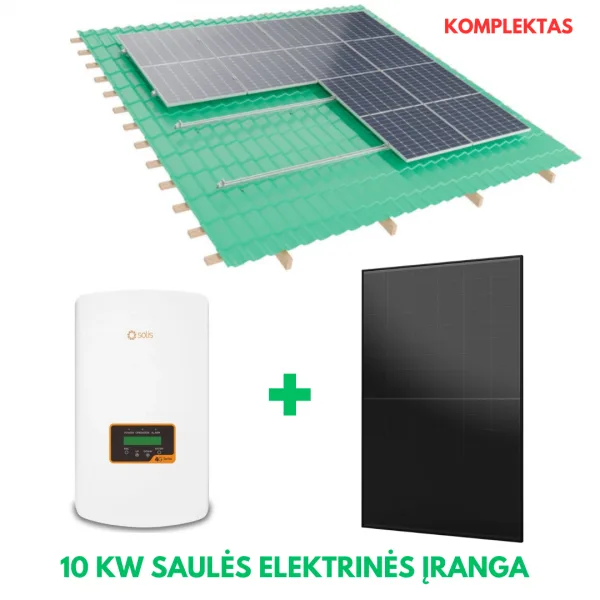 10 kW saulės elektrinė, Solis inverteris + Aiko moduliai + konstruktyvas