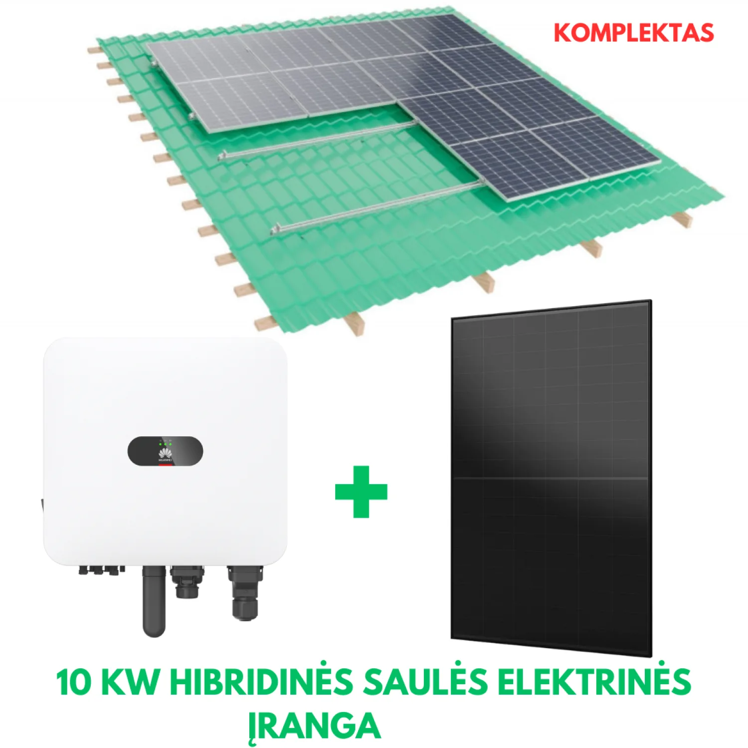 10 kW hibridinė saulės elektrinė, Huawei + Aiko + konstruktyvas