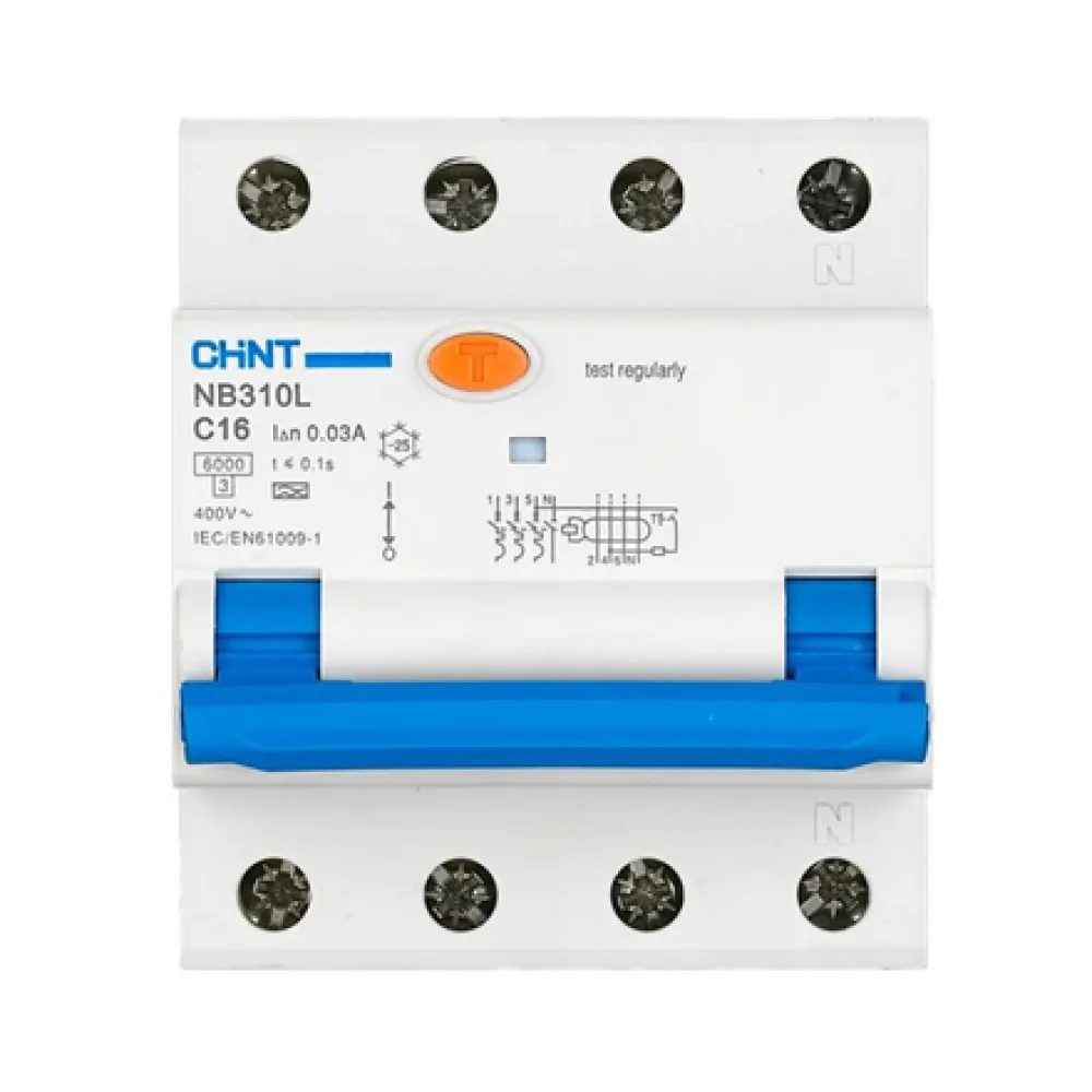 Chint Circuit breaker RCBO, NB310L/3N, 3P+N, C32, 30mA, A, 6kA | NB310L3PN30MAA32C | Output | A | m