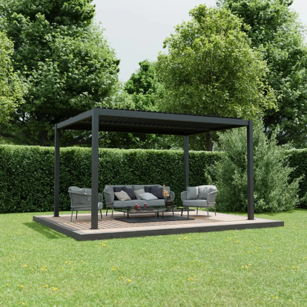 Ximax Shade aliuminė sodo pergola su reguliuojamu lameliniu stogu, 3x4 m