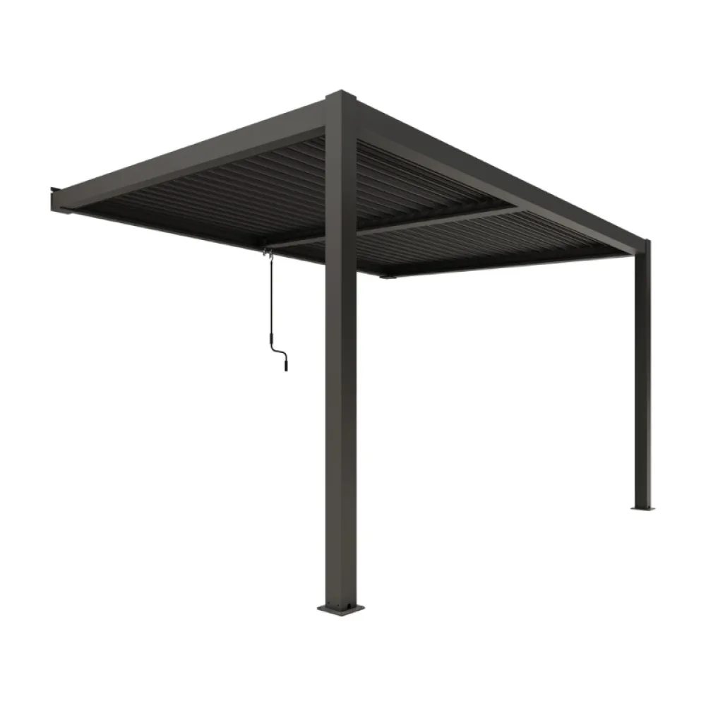 Ximax Shade sieninė aliuminė pergola su reguliuojamu lameliniu stogu , 3x4 m, tamsiai pilka