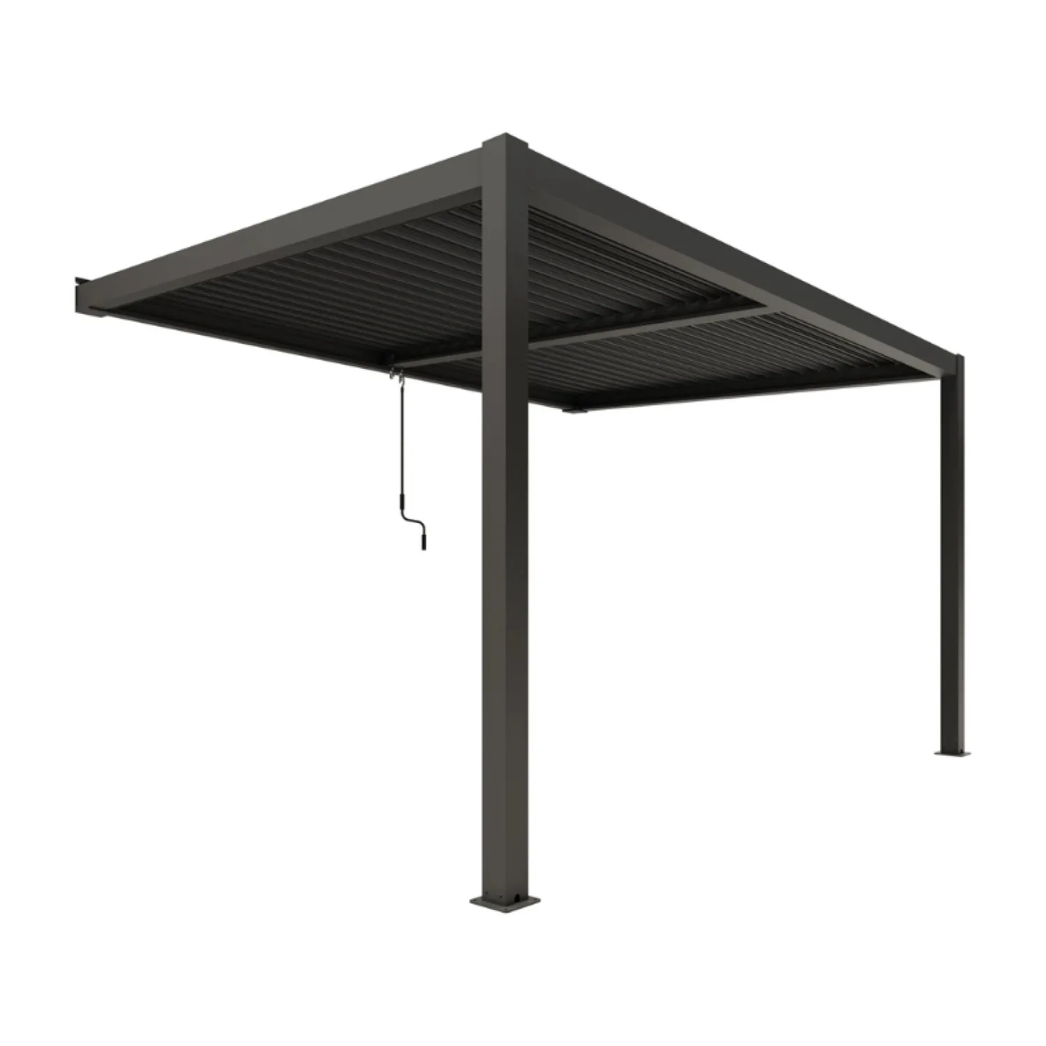 Ximax Shade sieninė aliuminė pergola su reguliuojamu lameliniu stogu , 3x4 m, tamsiai pilka