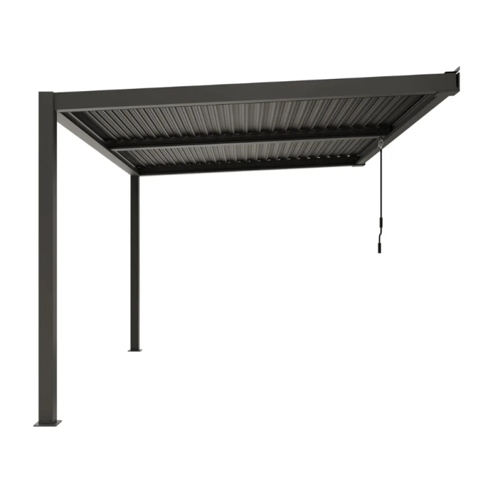 Ximax Shade sieninė aliuminė pergola su reguliuojamu lameliniu stogu , 3x4 m, tamsiai pilka