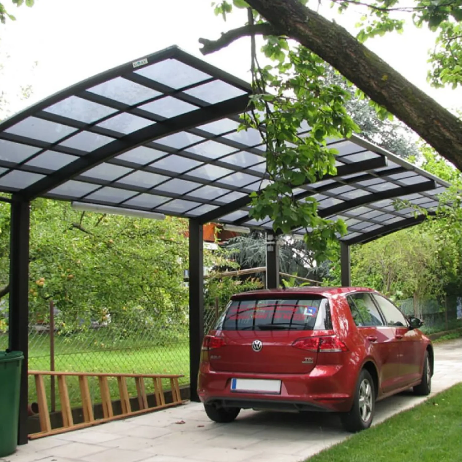Portoforte dviguba automobilių stoginė, Tandem versija - matinė ruda