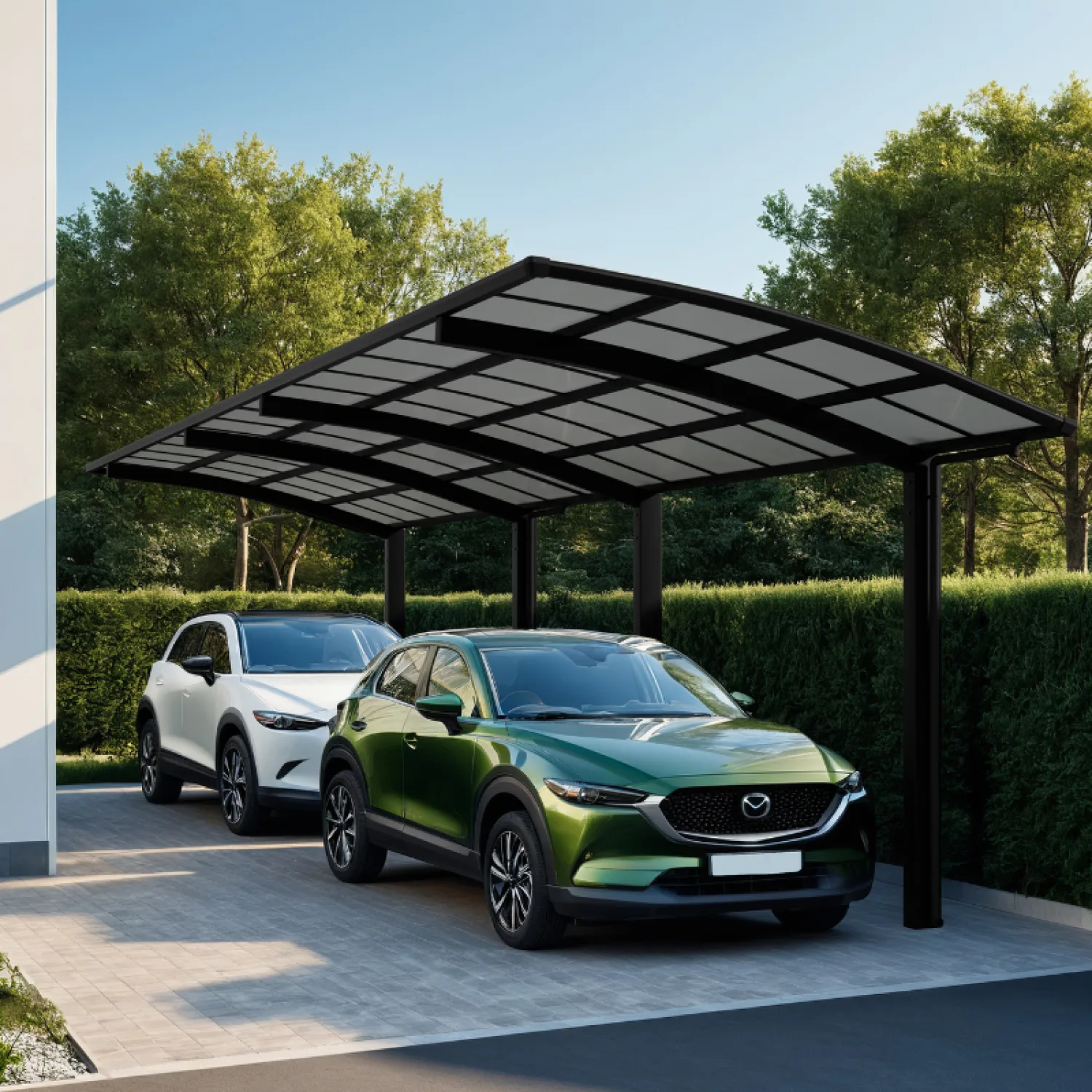 Portoforte dviguba automobilių stoginė, Tandem versija - matinė ruda